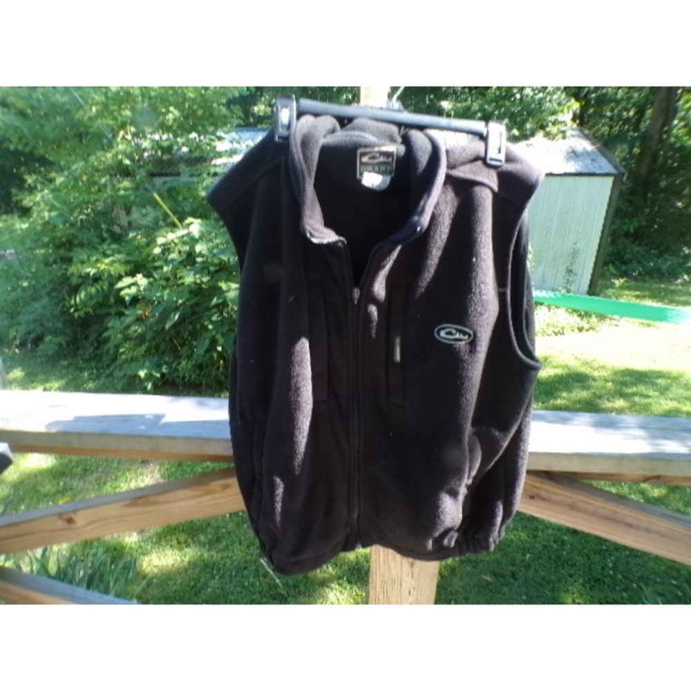 Drake Waterfowl Systems Mens 2XL Black Fleece Full Zip Vest Hunting Outdoor Mock